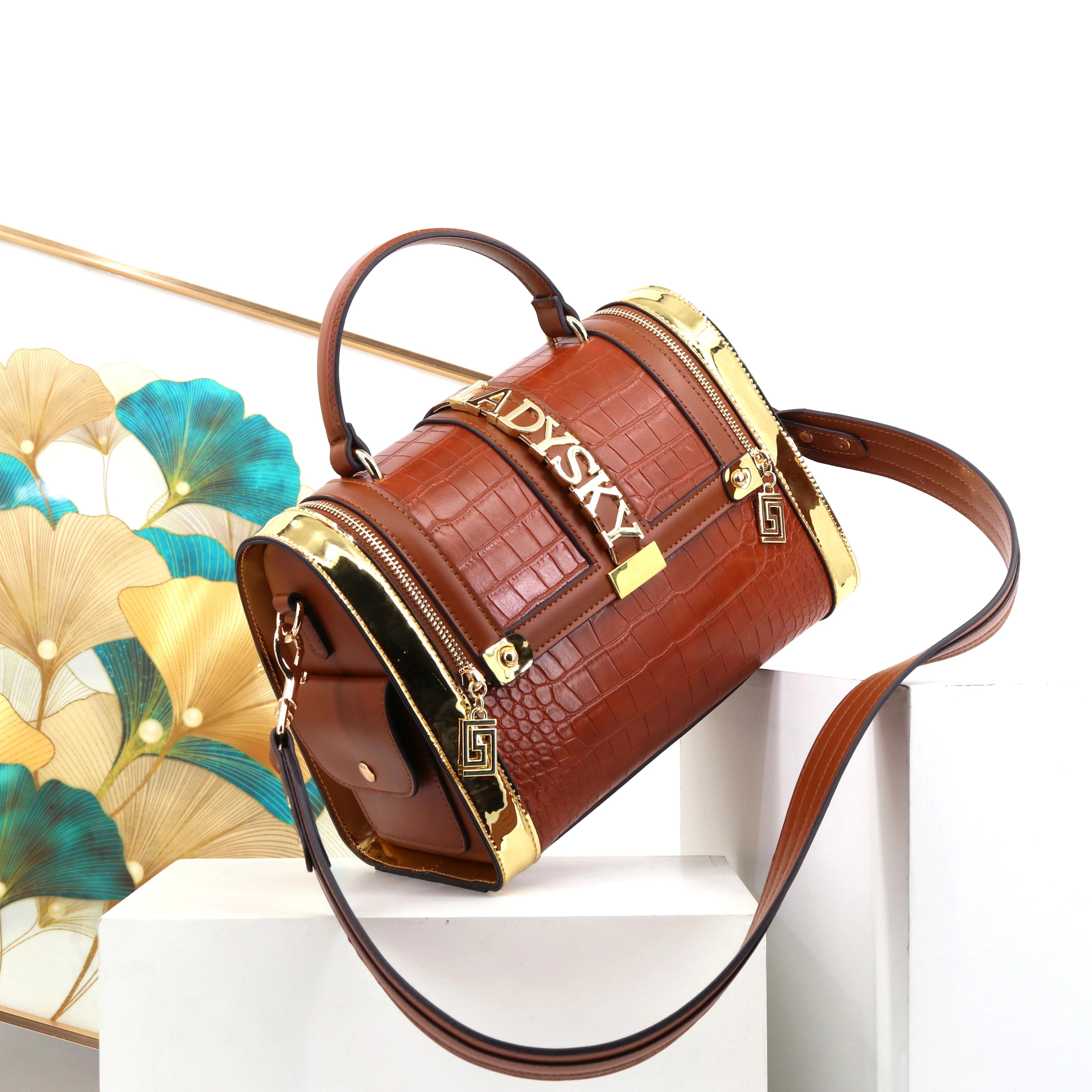 Ladysky Quality Handbags for Women crocodile Ladies Shoulder Bags Top Selling Female Hand Bags Luxury Wholesale Products 28 cm