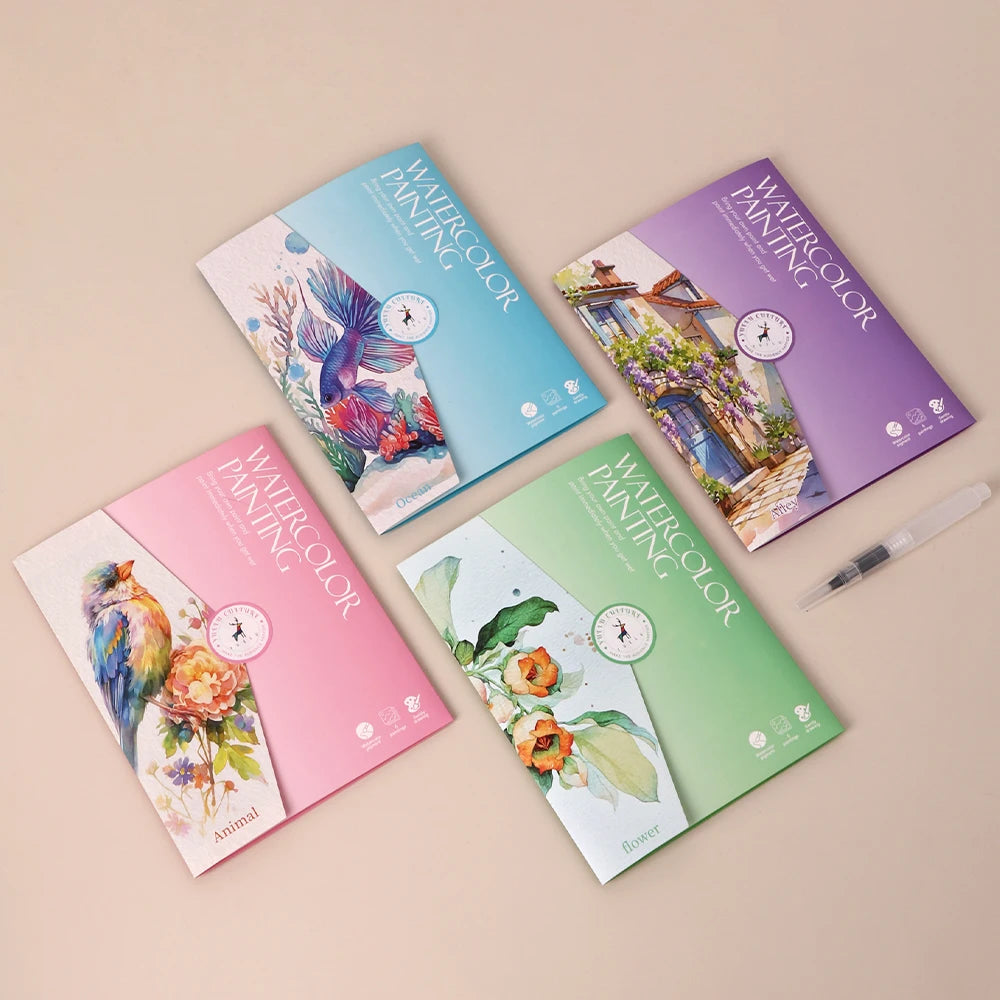 YUELU Creative DIY Watercolor Coloring Paper 7.48*5.67inch Suitable for Beginners' Watercolor Graffiti Painting with Pigments