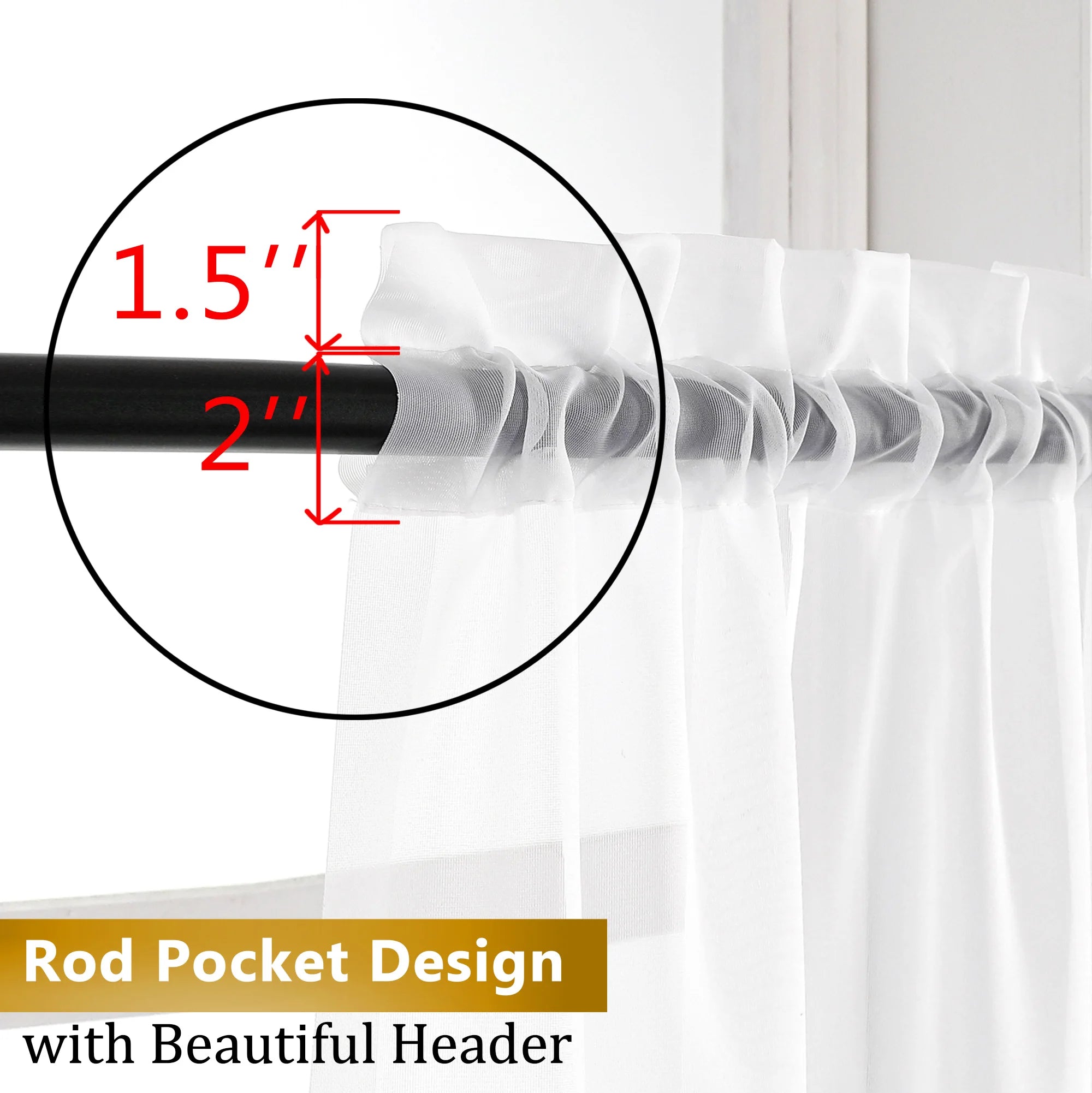 OWENIE Hot Selling New High Quality Window Panel Window Curtain White Sheer Valance for Window Small Short Voile Valance Curtain