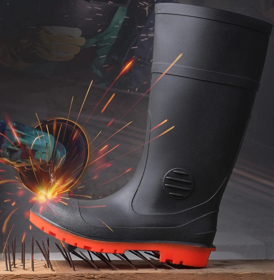 Hard Wearing Waterproof CE Standard Acid Resistant Industrial Steel Toe Safety Outdoor New Style Unisex Rain Boots