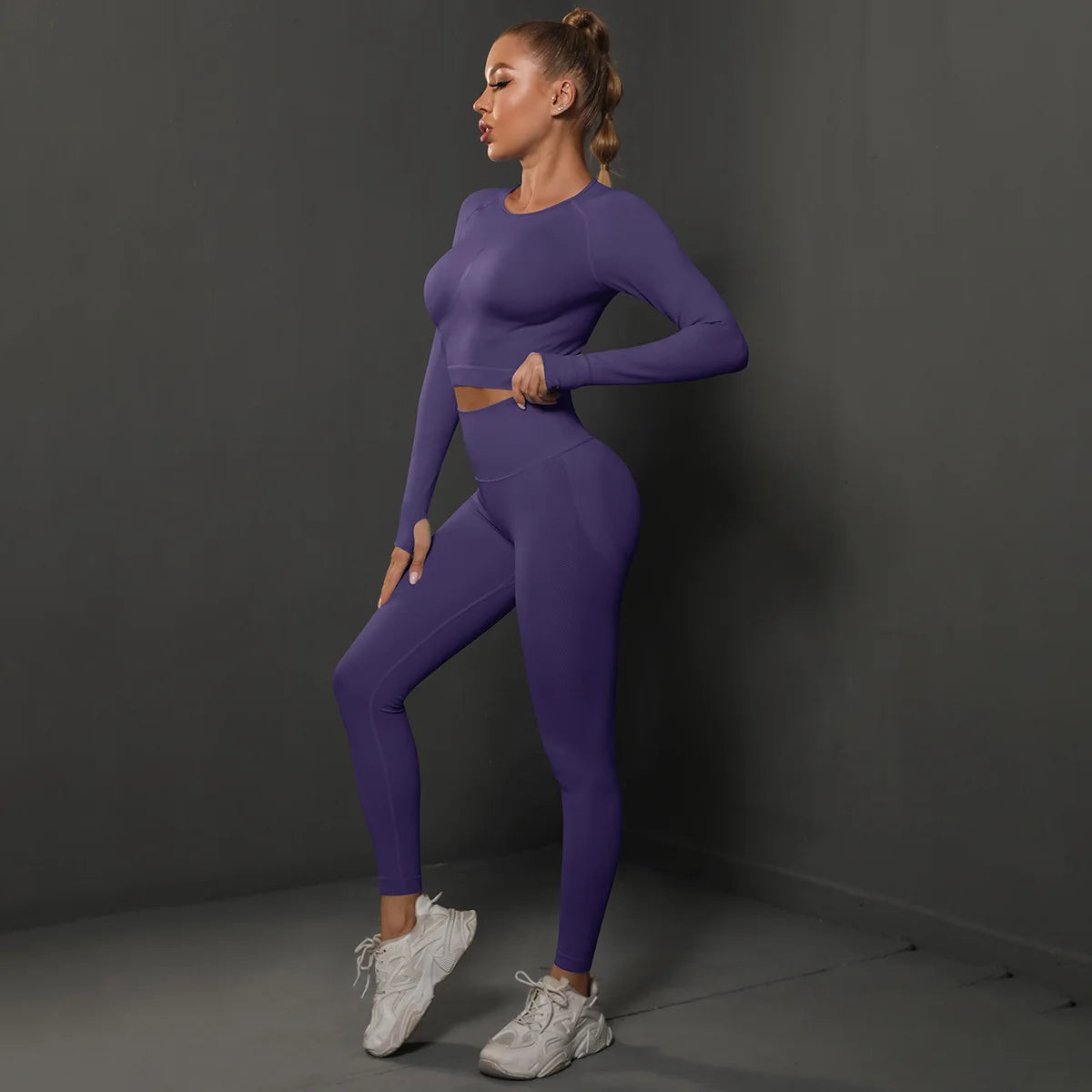 YWYSKAF-6600 High Quality Women's Good Elasticity Two Piece Sports Suit Ladies Fitness Gym Wear Fashion Yoga Suit
