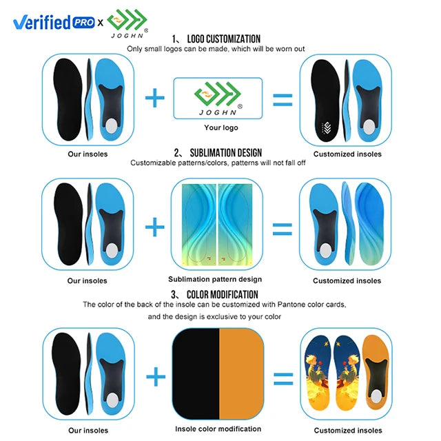 JOGHN Pu Massage Breathable Shoes With Arch Support Insole Sports & Comfort Insoles Orthotics Insole Manufacturer