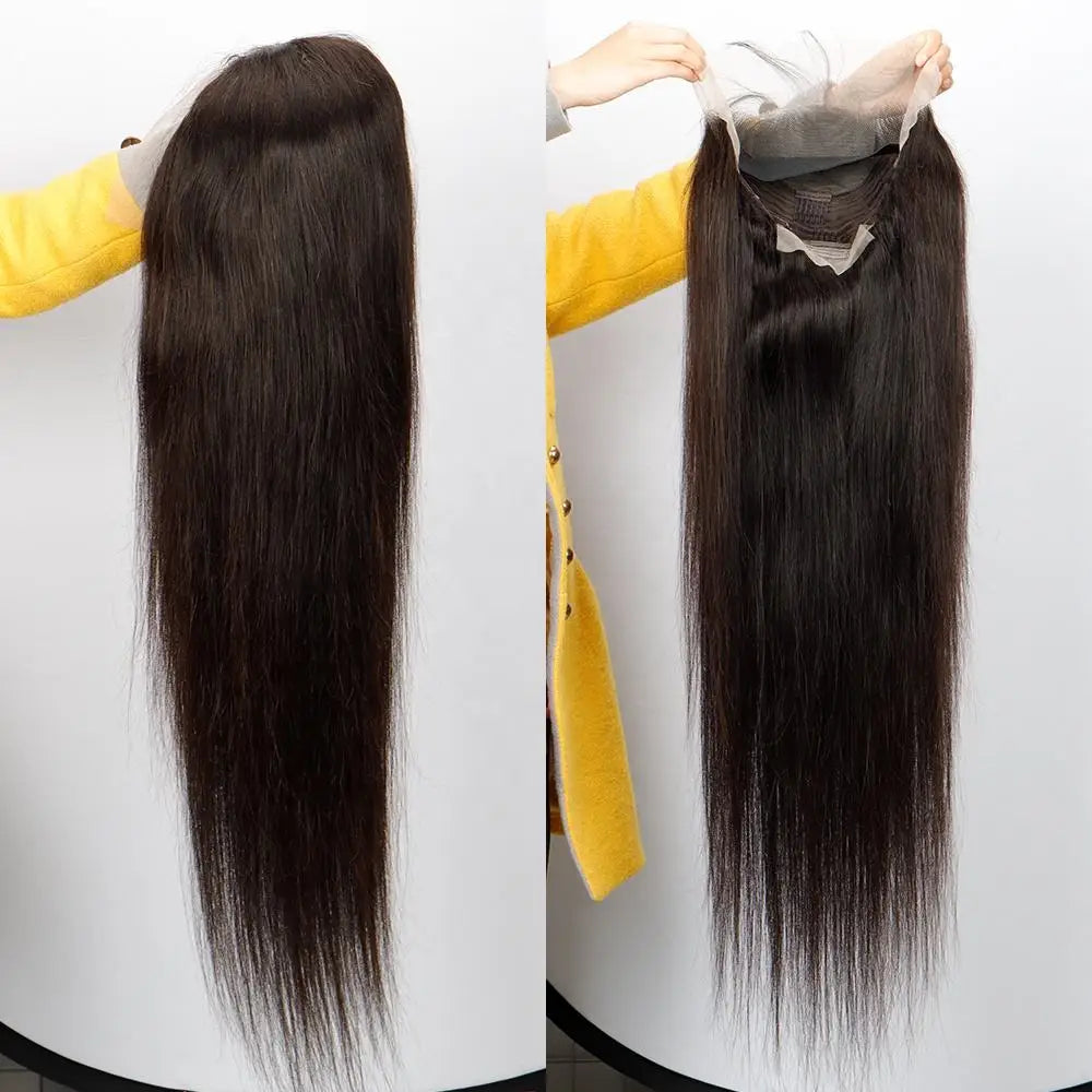 13x6 Raw Indian Lace Frontal Wig,Raw Glueless HD Full Lace Front Wigs,Straight Wave  Virgin Human Hair Wig