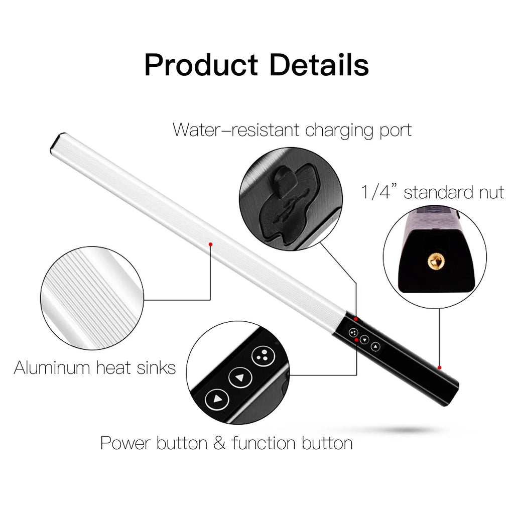 LUXCEO Q508A RGB Video Light With Remote Control 3000K-6000K 36Colors Studio Photo Lighting LED Stick For Youtube TikTok Vlog