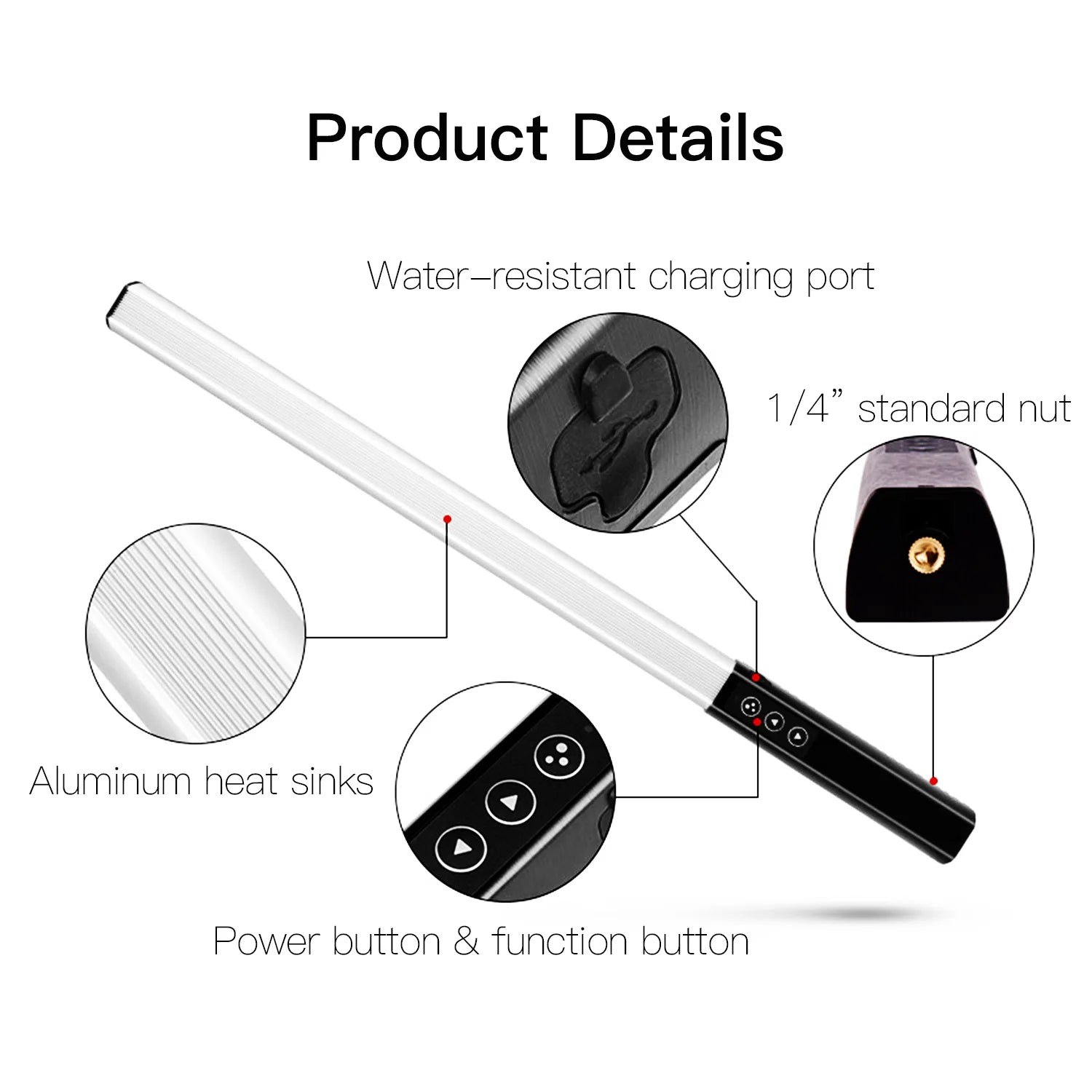 LUXCEO Q508A RGB Video Light With Remote Control 3000K-6000K 36Colors Studio Photo Lighting LED Stick For Youtube TikTok Vlog