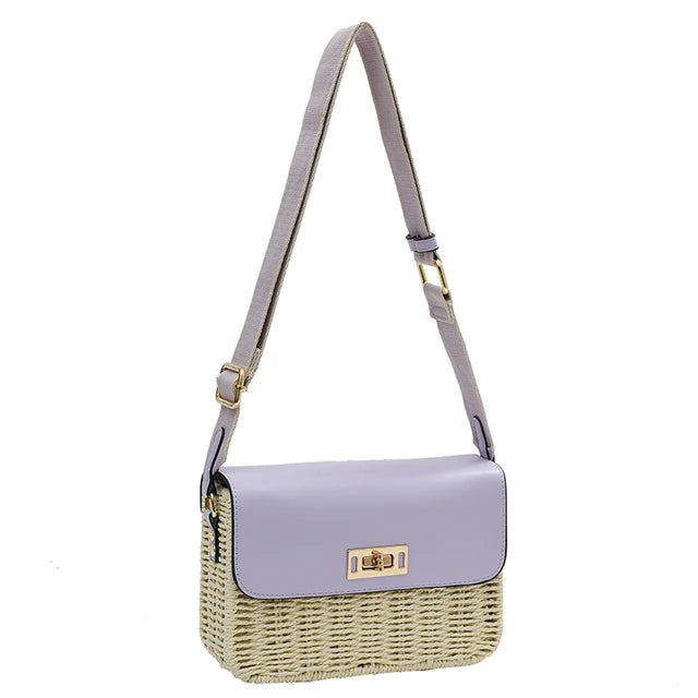 Summer Women's Female Straw Shoulder Bag - Small Flap Crossbody Bags for Women - Luxury Women's Bag with Cell Phone Purse