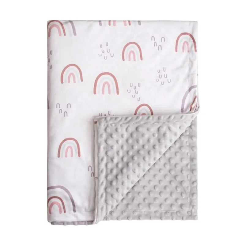 CPC Certification 30x40 Custom Graphics rainbow Blanket Baby Dots Mink Receiving Blanket Swaddle Animal Minky Dot Baby Blanket