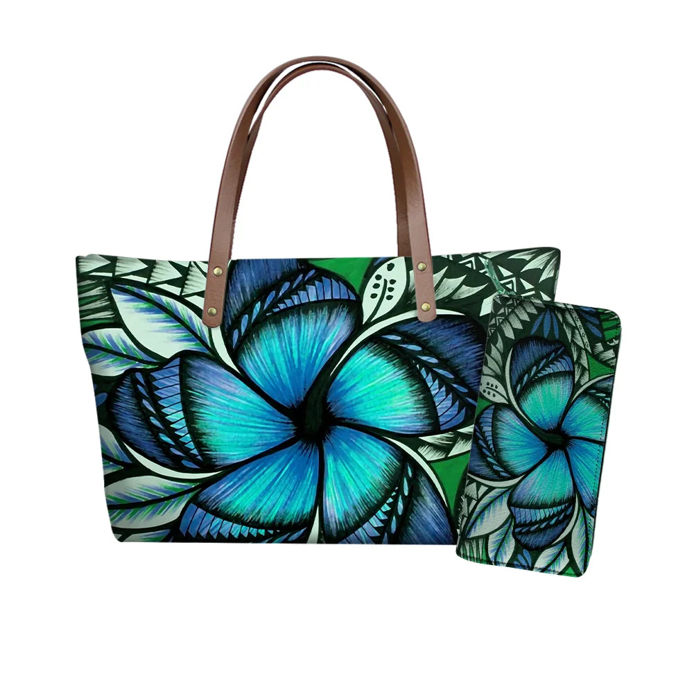 Traditional Tribal Polynesian Print Satchel Handbag Set Young Girls Hand Bags and Purses for Women Luxury Custom Purse with Logo