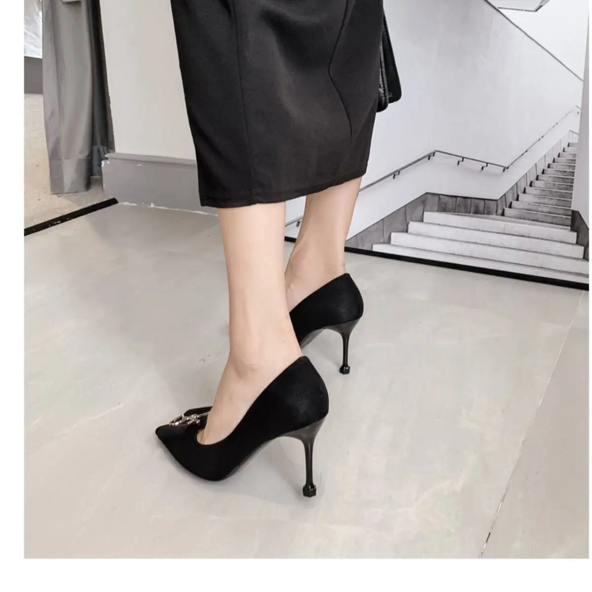 Soft Leather Small-heeled High-heeled Shoes Women's New Spring All-match Shallow Pointed Toe Medium-heeled Stiletto Shoes