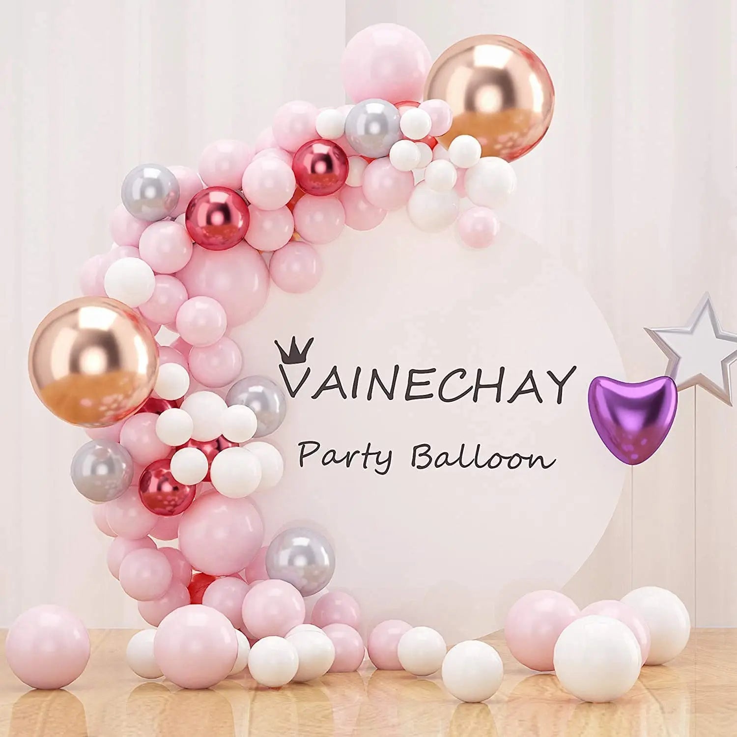 109PCS Pastel Macaron Pink Balloon Garland Arch Kit 4D Rose Gold Metallic Red Silver WHITE Balloon for Wedding Baby Shower Party