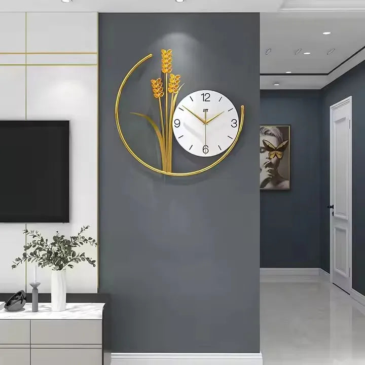 40cm Large Dropshipping New 2025 Modern Luxury Wall Hanging Decorative Wooden Watch Clock Home House Decor Living Room Quartz