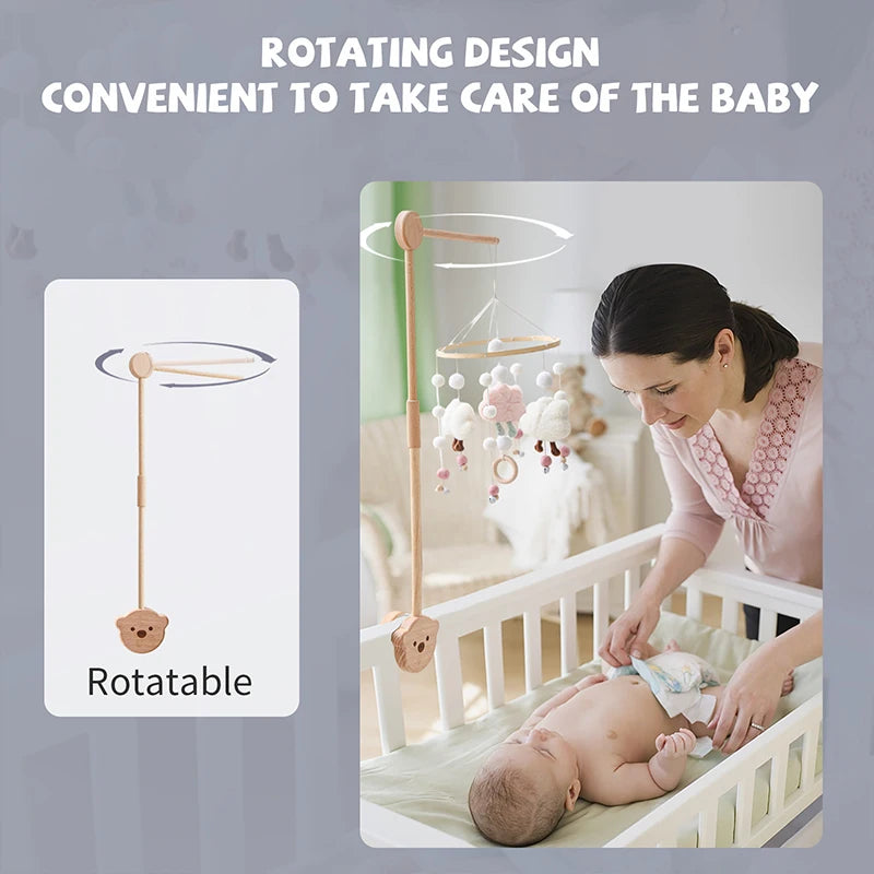 Newborn Baby Rattles Toys 0-12 Months Soft Felt Whale Bed Bell Infant Mobile Crib Hanging Musical Carousel Toy Boys Girls Gift