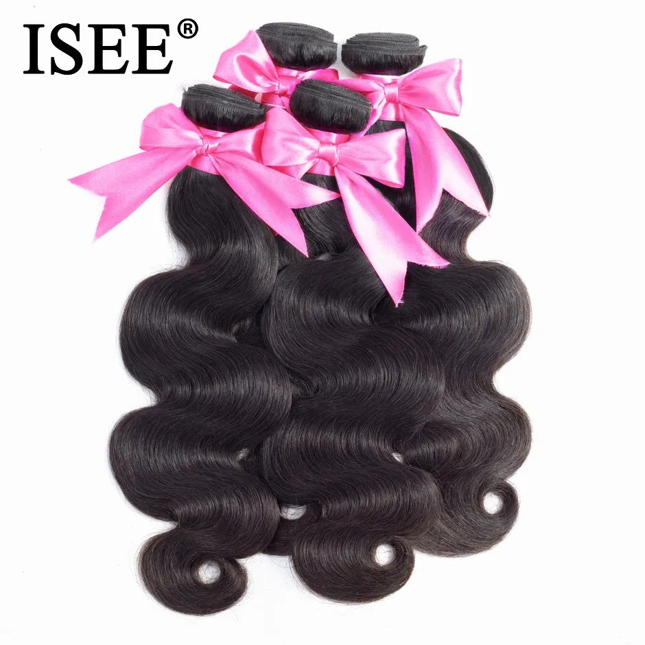 ISEE HAIR Peruvian Body Wave Virgin Hair Extension 100% Unprocessed Human Hair Bundles No Tangle Nature Color
