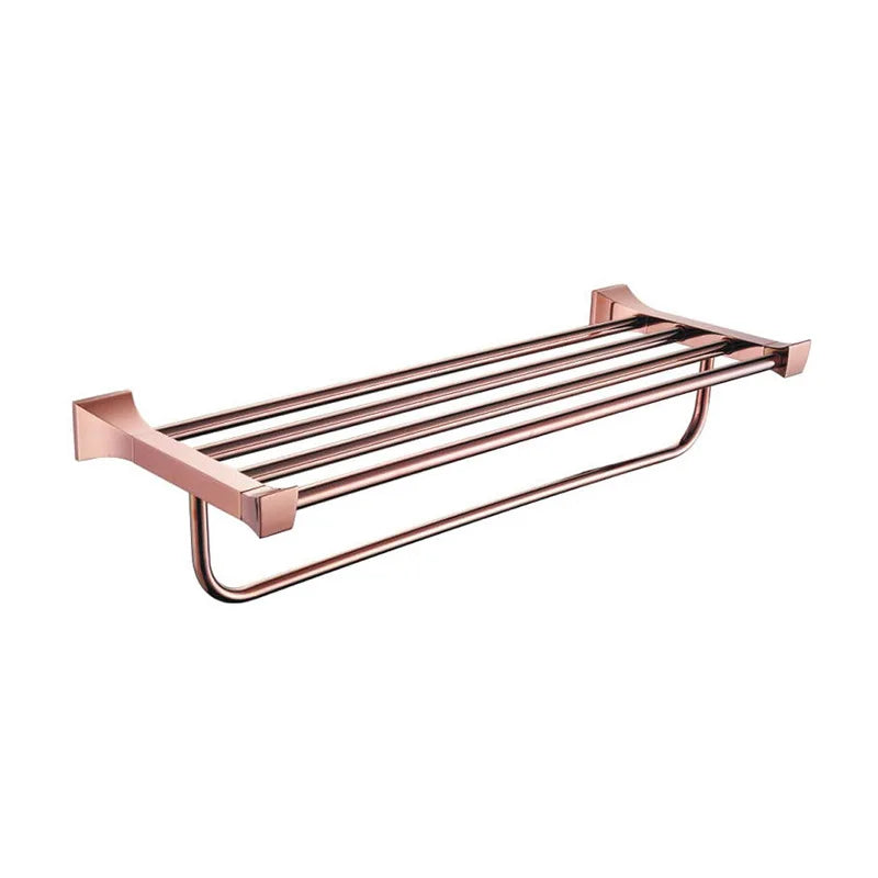 Rose Gold Bathroom Towel Rack Set Wall Mount Bathroom Accessory Set