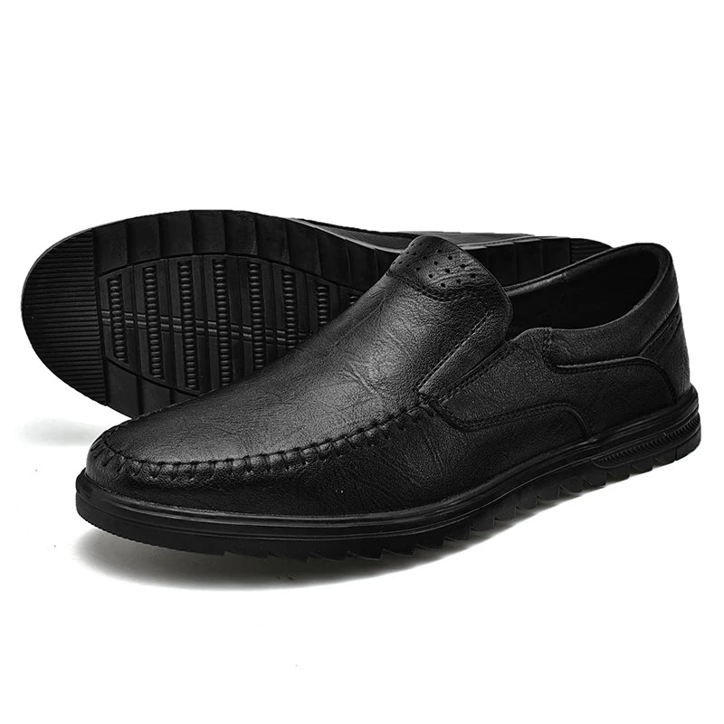 New High Quality Wholesale Moccasin Homme En Cuir Men Black Leather Dress Shoes Slip-on Fashion Brand Cheap Factory Oem