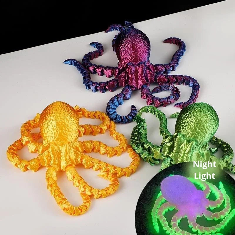 Wholesale 3D Printed Octopus Squid Animal Models with Movable Joints Customizable OEM Children's Toys Made of Plastic