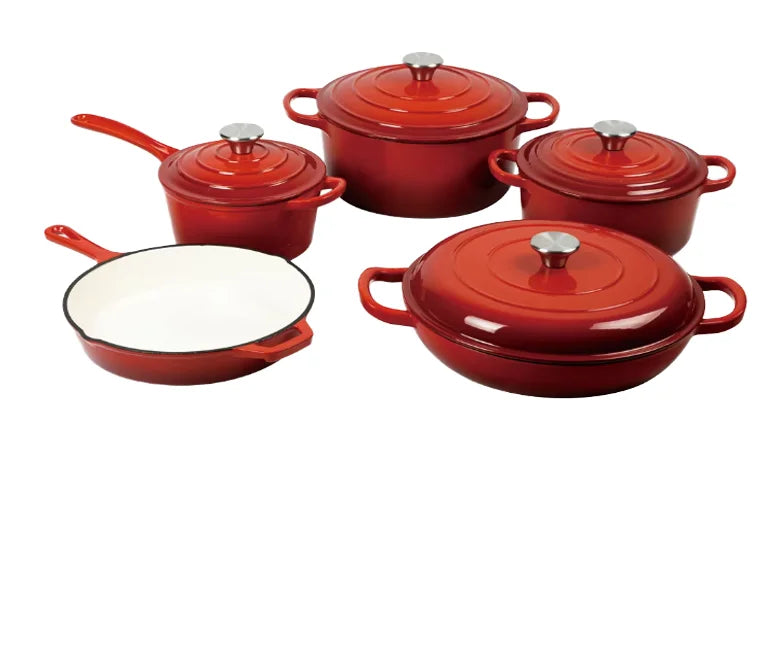 Beyond Classic Design Cast Iron Casserole Dish Enamel Coated Shallow Sea with Durable Metal Construction