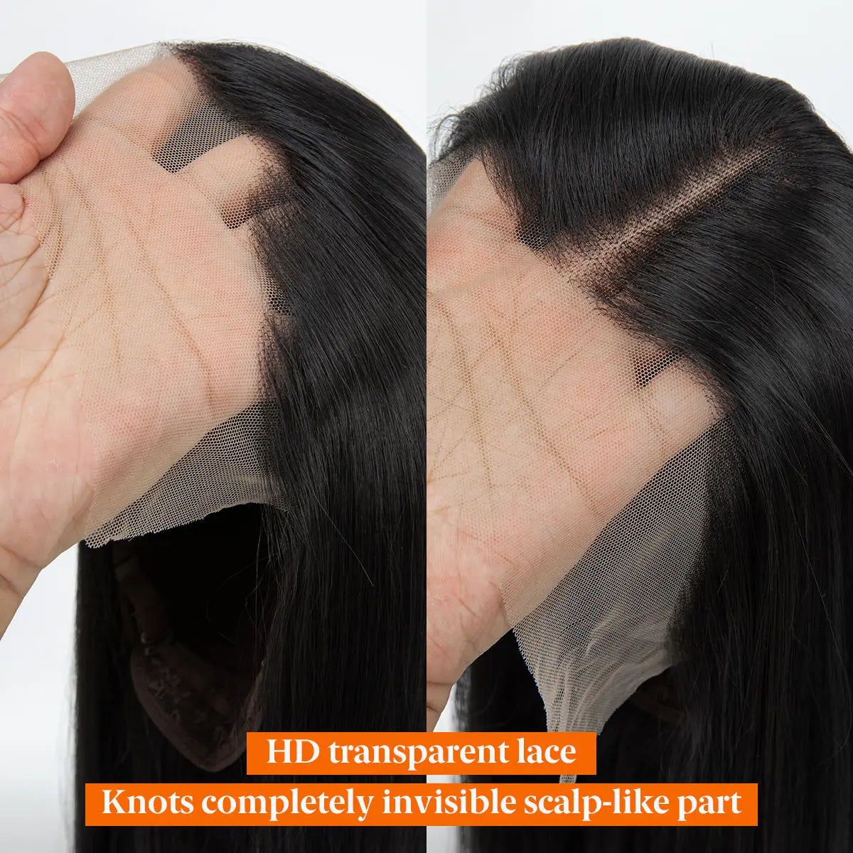 FX-HA07 Premium Blend Hair Wig Long Straight Black High Quality HD Invisible Transparent 13*4 Lace Frontal Wig Lace Front Wigs