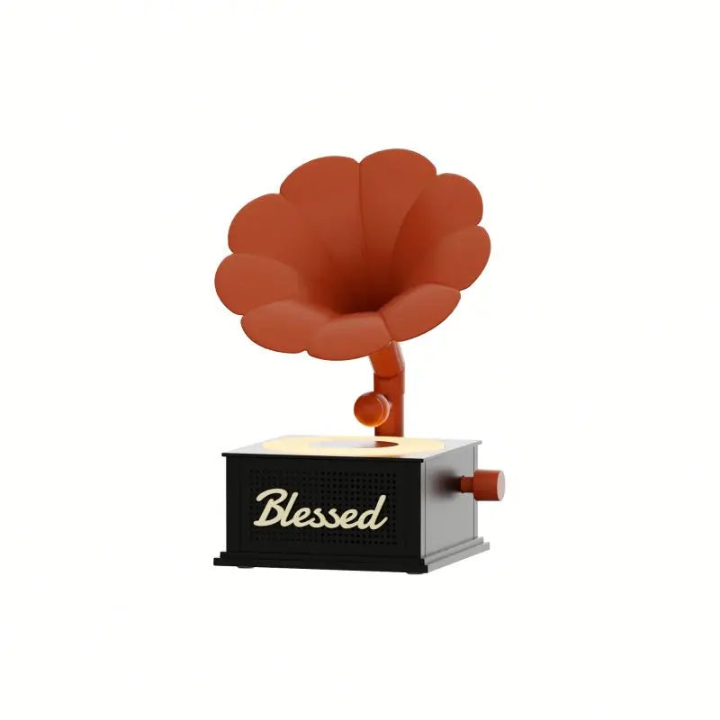 Lucky Gramophone for Speaker Atmosphere Night Light White Noise Audio High Sound Quality Retro Turntable Plastic Material