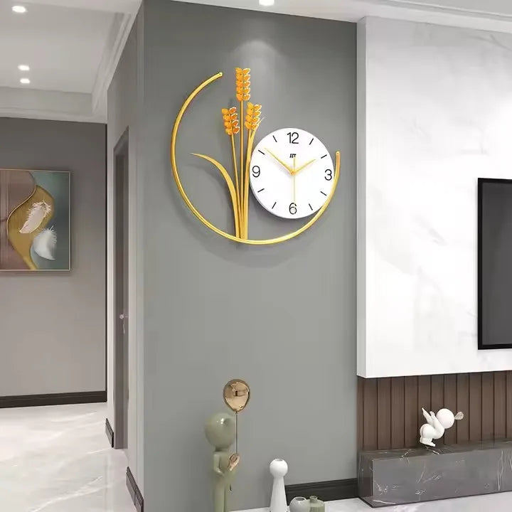 40cm Large Dropshipping New 2025 Modern Luxury Wall Hanging Decorative Wooden Watch Clock Home House Decor Living Room Quartz