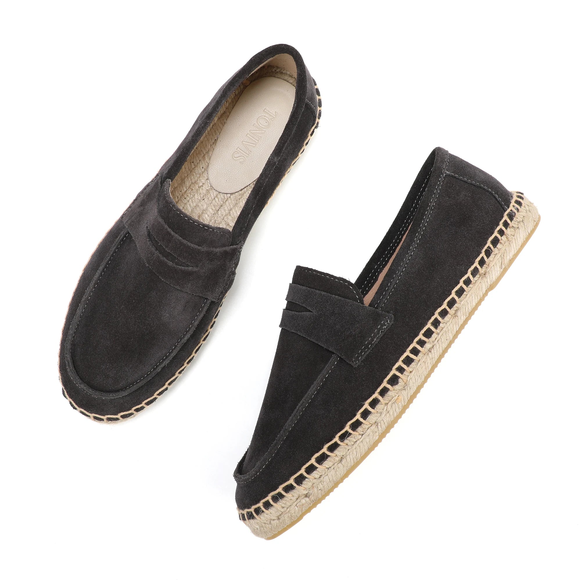 Women's Suede Leather Espadrilles Slip-On Loafers Fashionable Toe Comfortable Flat Shoes Unisex 100% Natural Handmade