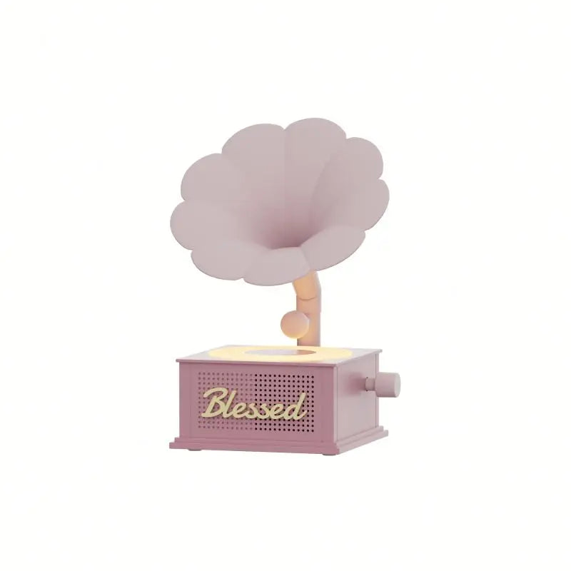 Lucky Gramophone for Speaker Atmosphere Night Light White Noise Audio High Sound Quality Retro Turntable Plastic Material