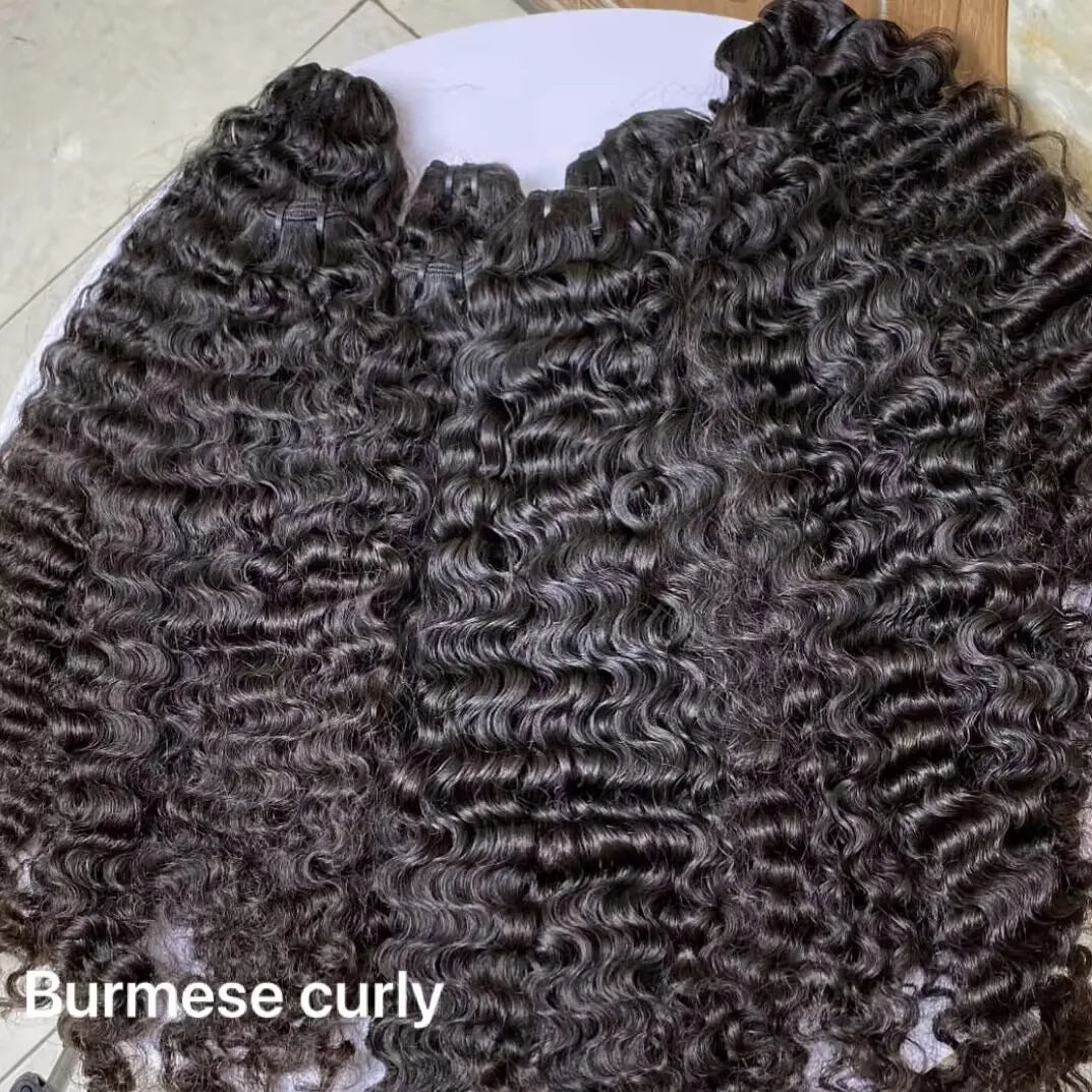 Wholesale Raw Burmese Curly Hair Virgin Natural Wave Bundle Cuticle Aligned Human Hair Extension Natural Black Kinky Curly Hair