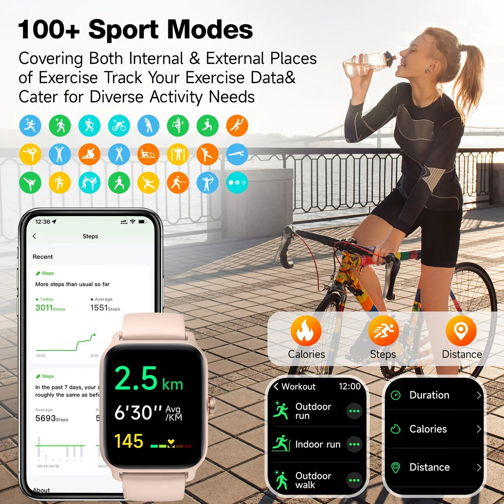 Hot New 2.01-Inch Touchscreen Dual-Strap Smartwatch, Unisex, HD Call Quality, Step & Calorie Tracking, Music & Message