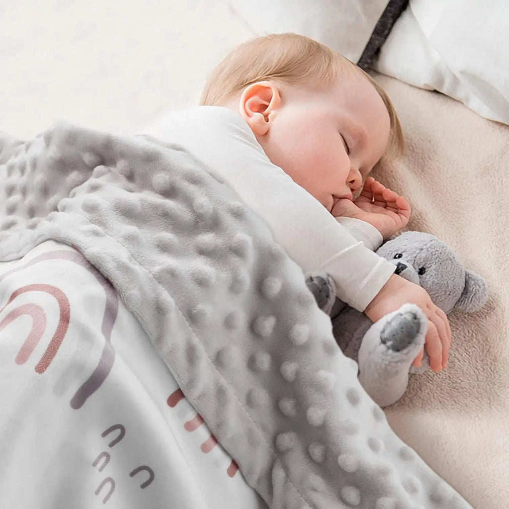 CPC Certification 30x40 Custom Graphics rainbow Blanket Baby Dots Mink Receiving Blanket Swaddle Animal Minky Dot Baby Blanket