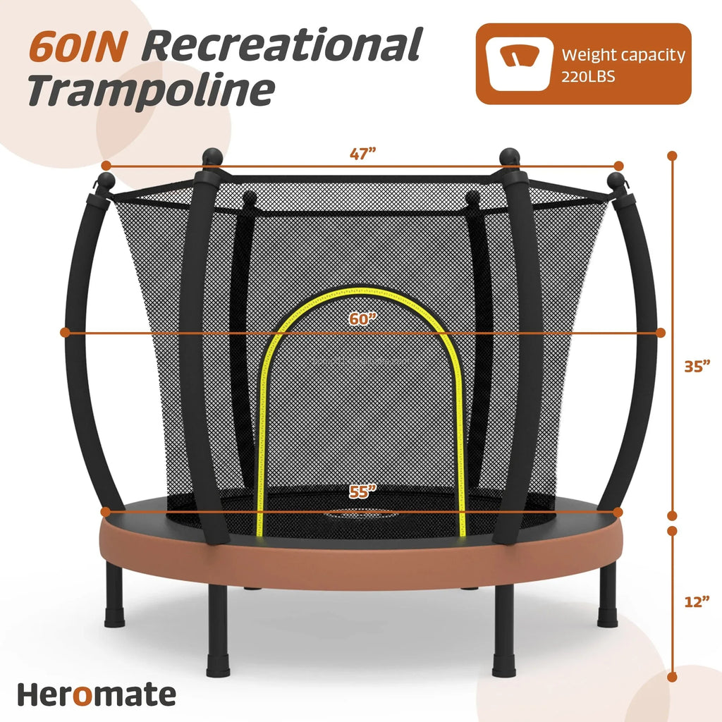Zoshine 60-Inch Outdoor Kids Sports Trampoline Steel & PP/PVC Construction, Safe Fitness & Play Toy for Children