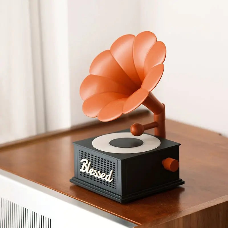 Lucky Gramophone for Speaker Atmosphere Night Light White Noise Audio High Sound Quality Retro Turntable Plastic Material