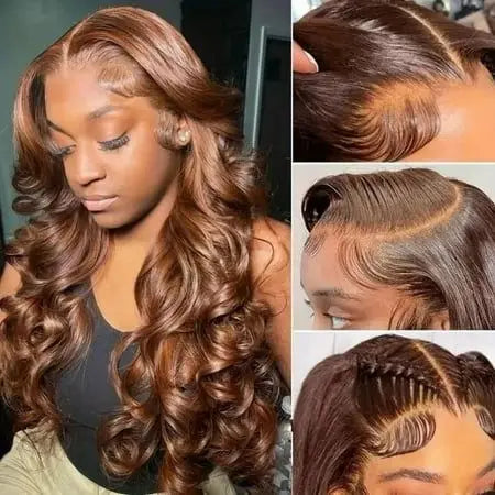 Raw Indian Hair Chocolate Brown Body Wave Colored HD Lace Front Human Hair Wig for Women Preplucked 13X6 Lace Frontal Wigs