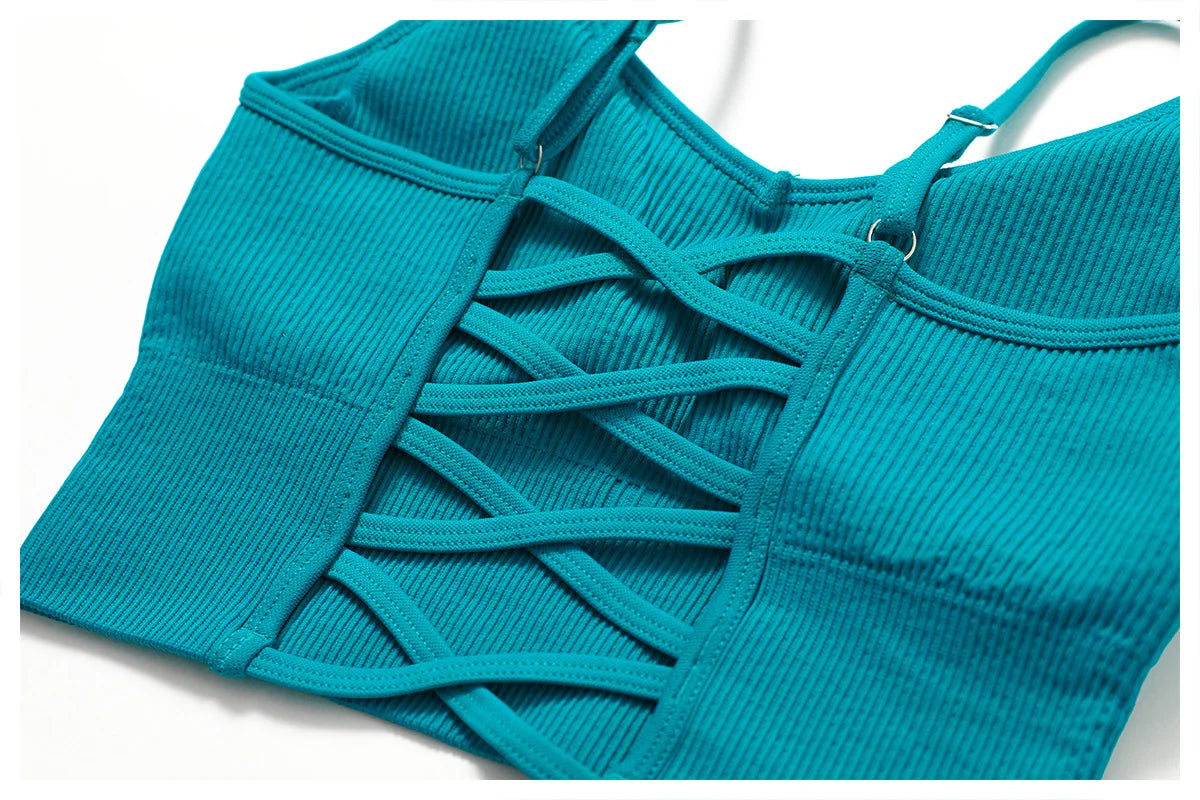 Joyyoung ODM/OEM New Sexy Training Apparel Seamless Ribbed High ed Bra Scrunch Shorts Yoga Sets Fitness Sports Clothing