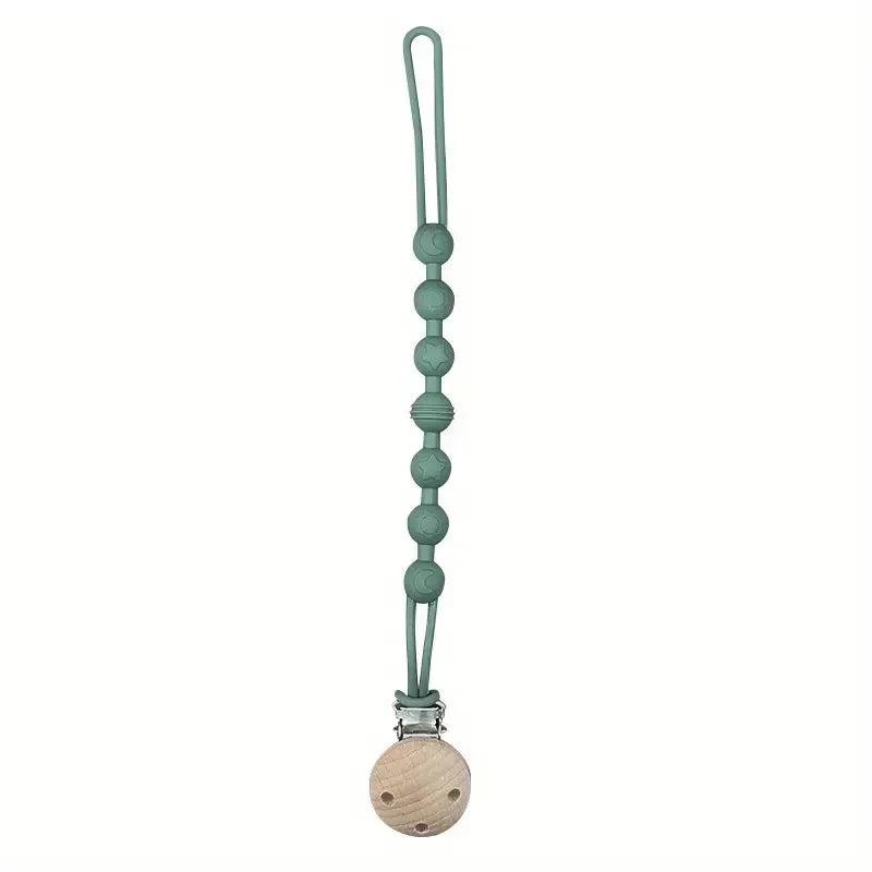 Baby Pacifier Clip Chain Wholesale Chewable Wooden Silicone Dummy Pacifier Clip Food Grade Silicone
