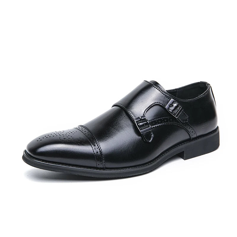 New Genuine Leather Dress Shoes Business Dress Shoes Formal Occasion Buckle Pointed Toe Men's Work Shoes Low Price Factory Oem