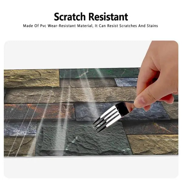Self-Adhesive Retro Stone Brick Peel and Stick Backsplash Tiles Detachable Wall Sticker for Kitchen and Bathroom