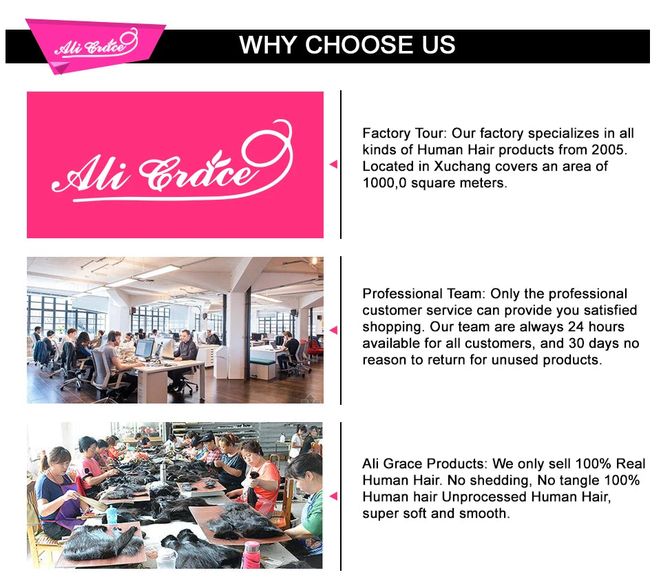 Ali Grace 5x5 Closure With Bundles Straight Hair 3 Bundle With Closure Brazilian Human Hair Weave Transparent Lace Closure 30 32