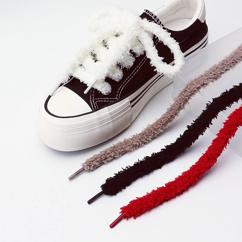 New 1cm Wide Round Plush Shoelace Sneakers Flat Shoes Casual Shoelaces 80cm/100cm/120cm/140cm/160cm Shoes Accessories