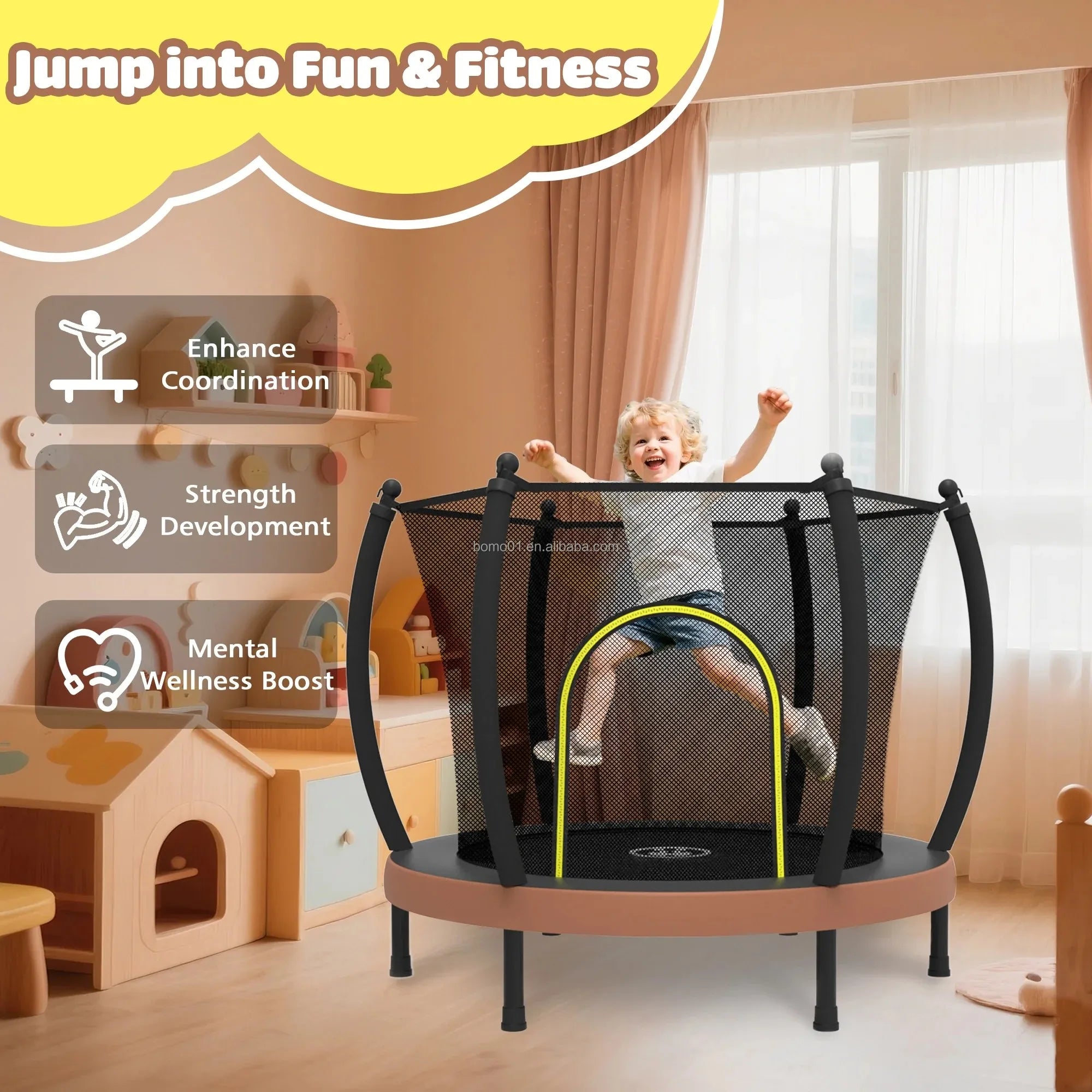 Zoshine 60-Inch Outdoor Kids Sports Trampoline Steel & PP/PVC Construction, Safe Fitness & Play Toy for Children