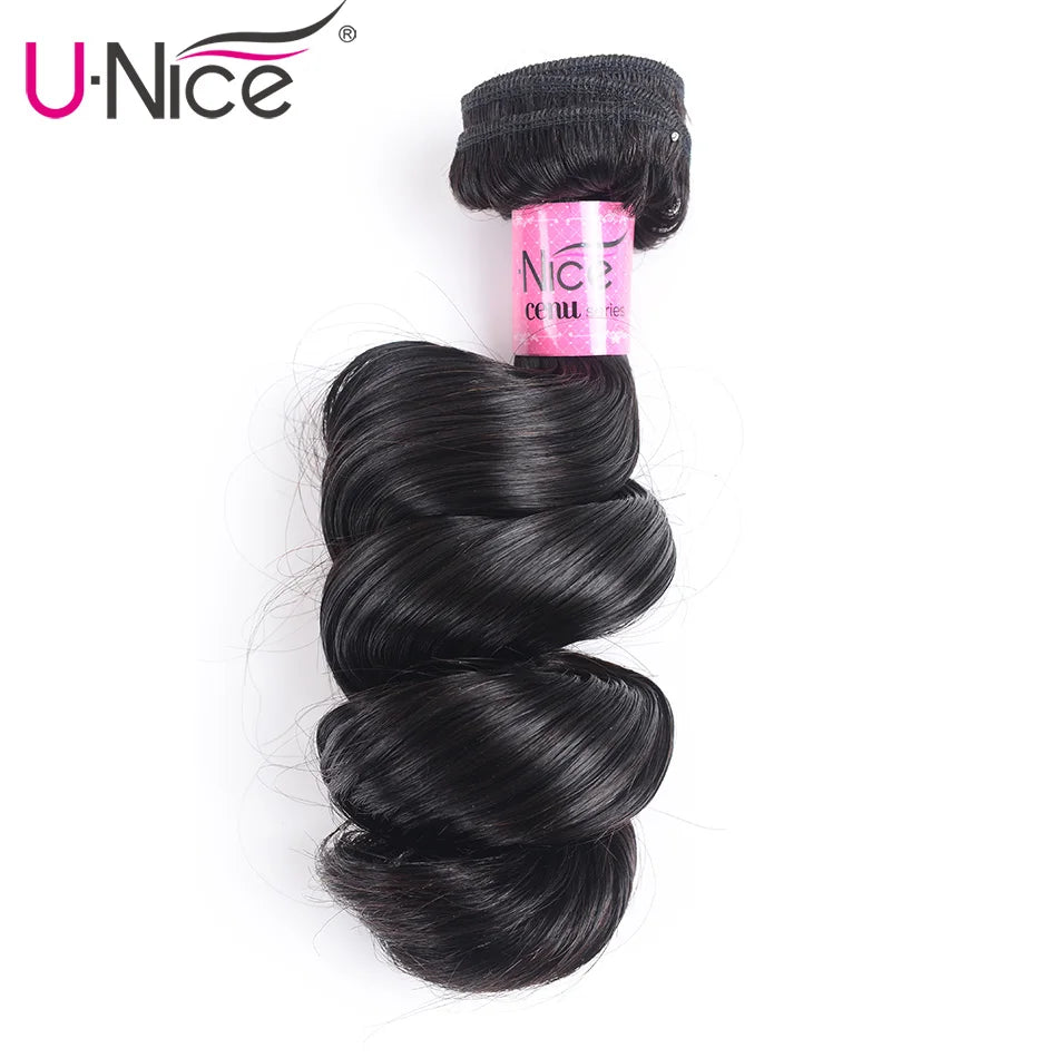 UNice Hair Company Brazilian Loose Wave Bundles Natural Color Remy Hair Weaving 1 Piece 100% Human Hair Extensions 16-26inch
