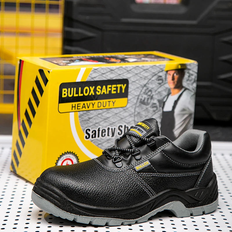Industrial Safety Steel Toe Mid Cut Leather Work Boots for Men Winter