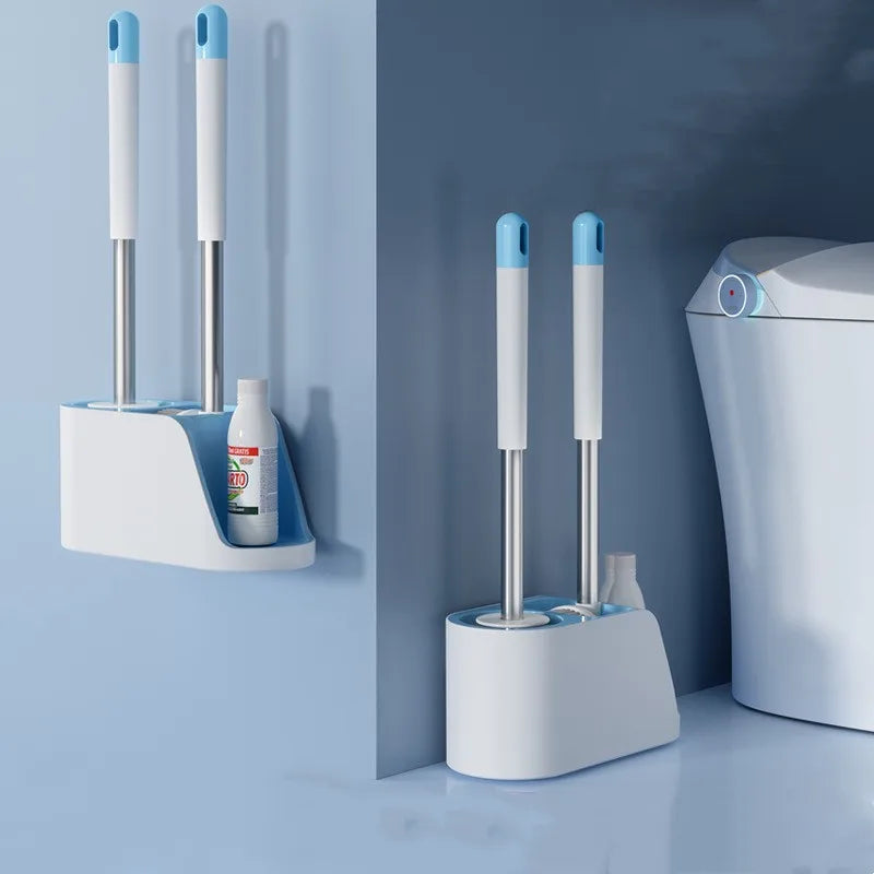 Hot Sale Household Wall Mounted Toilet Cleaning Brushes and Plunger Set No-drilling  for Bathroom