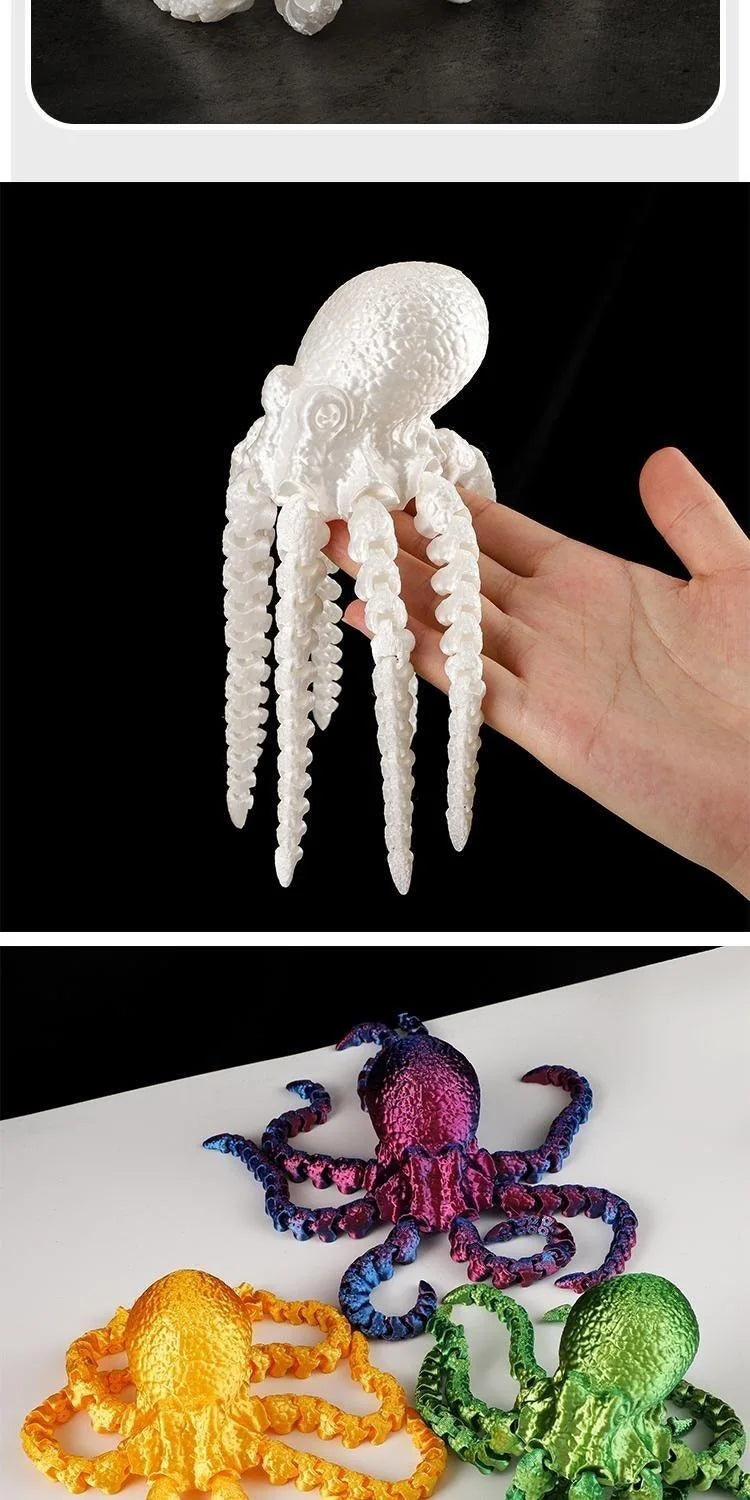 Wholesale 3D Printed Octopus Squid Animal Models with Movable Joints Customizable OEM Children's Toys Made of Plastic