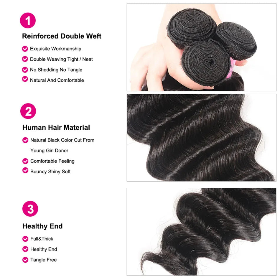 Unice Hair Loose Deep Wave Bundles 1/3/4 PCS Human Hair Bundles Sew In Quick Weaves Bundles Human Hair 100Gram Per Bundle