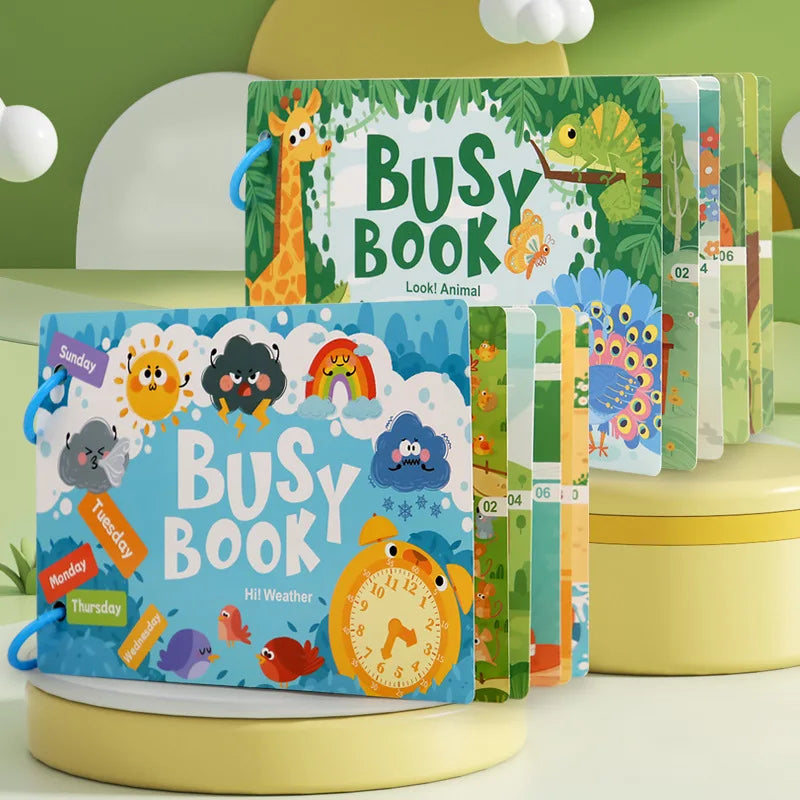 Toddler Quiet Book Early Learning Activities Puzzle Paste Matching Game Toy Kids Educational Magic Tape Wooden Busy Books Toys