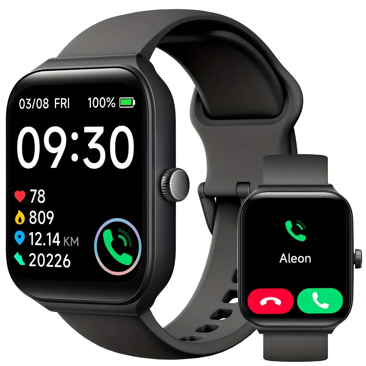 Smart Watch with Wireless Calling,1.83-Inch Full Touchscreen Wireless Smart Watch, Men and Women Smartwatch Answer Make Calls
