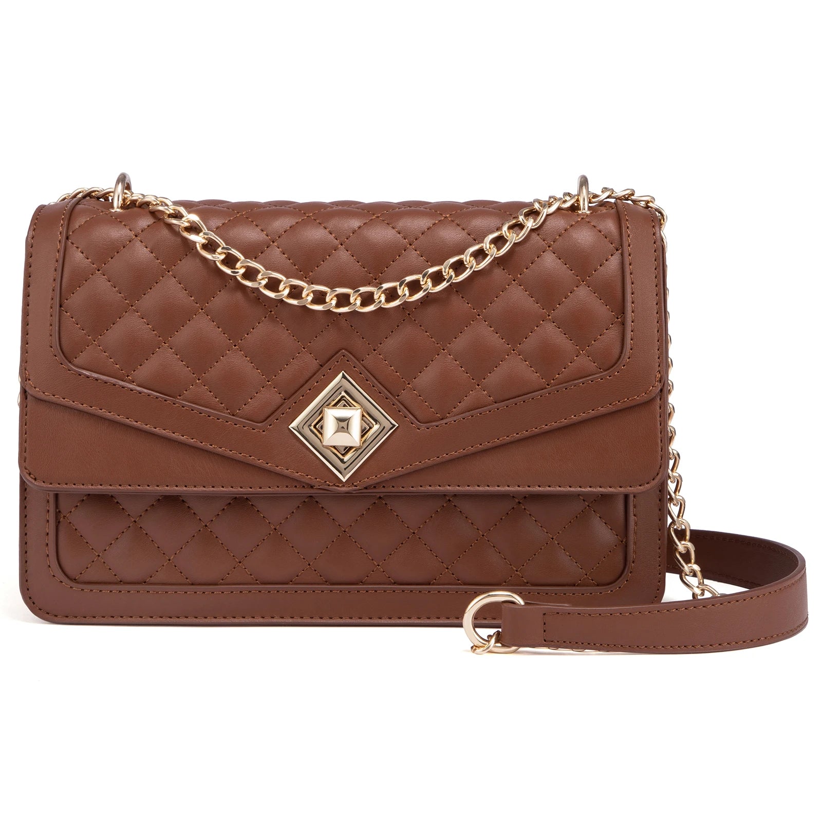 LOVEVOOK 2023 Leather Quilted Sling Shoulder Bag With Chain Trendy Clutch Ladies Evening Purse Luxury Crossbody Bags for Women