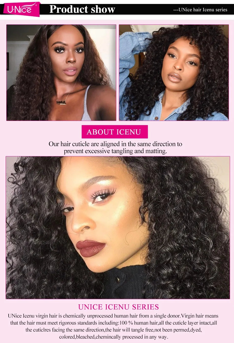 UNice Hair Peruvian Deep Wave Human Hair Hair Bundles 1/3/4 PCS 100% Human Hair Sew In Weaves 12-26 Inch Remy Hair Weave Bundles