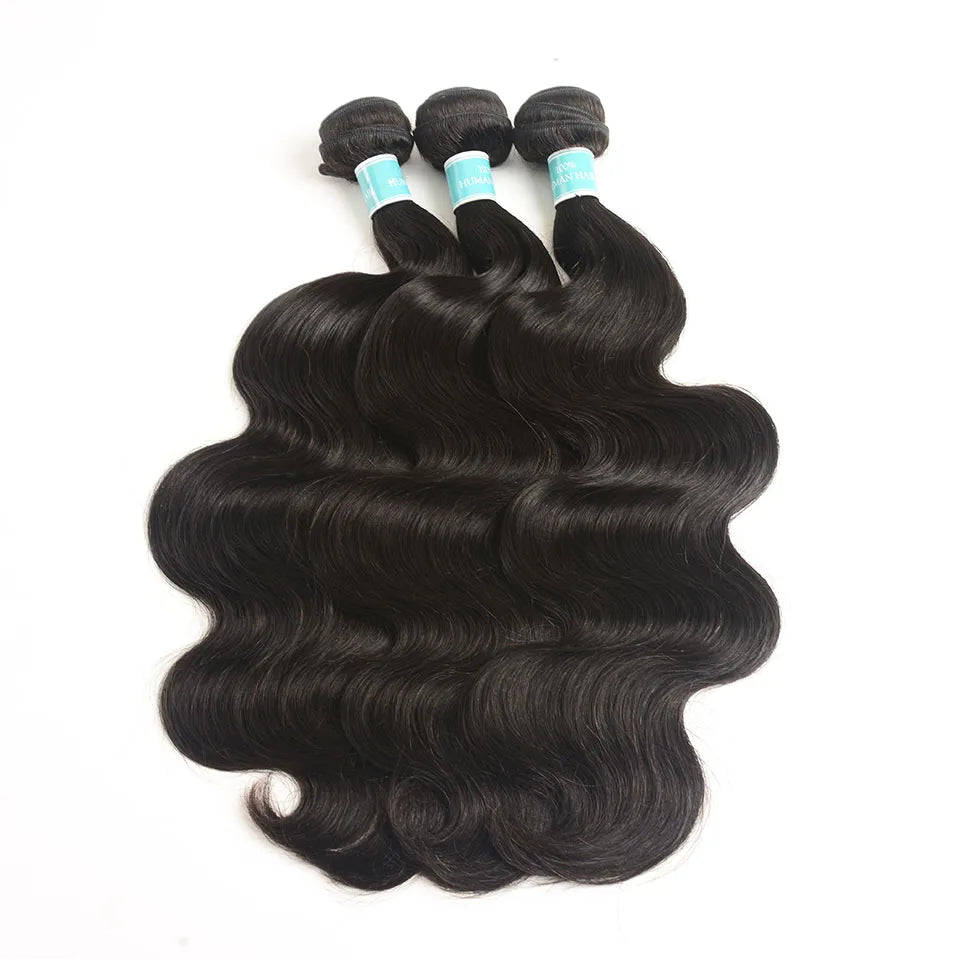 Ali Grace Hair Malaysian Body Wave Human Hair Extensions 3 Bundles Deal 12-28 Inch 100% Remy Human Hair Weave Natural Color