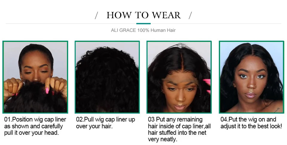 Ali Grace Deep Wave Hair Wigs 4x4 Lace Closure Human Hair Wigs For Women Pre-plucked Hairline Brazilian Deep Wave Closue Wigs